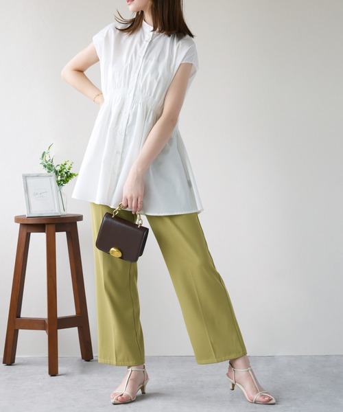 IAMUSE(アイアミューズ)の「シャーリングチュニックシャツ S0972【IAMUSE】(シャツ/ブラウス・レディース・オフホワイト/ブラック・FREE)」の7枚目の写真