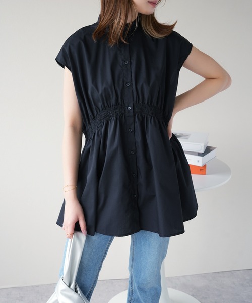 IAMUSE(アイアミューズ)の「シャーリングチュニックシャツ S0972【IAMUSE】(シャツ/ブラウス・レディース・オフホワイト/ブラック・FREE)」の10枚目の写真