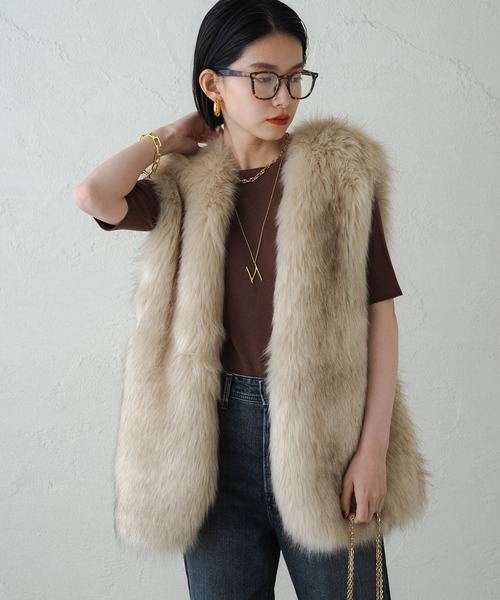 新品　Loungedress ファーベスト　ラウンジドレス　エコファーベスト