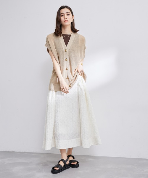 ROPE'（ロペ）の「リネン畦ニットベスト（ベスト・レディース・ベージュ/ネイビー・38）」の15枚目の写真