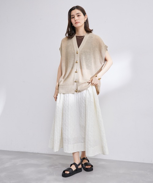 ROPE'（ロペ）の「リネン畦ニットベスト（ベスト・レディース・ベージュ/ネイビー・38）」の5枚目の写真