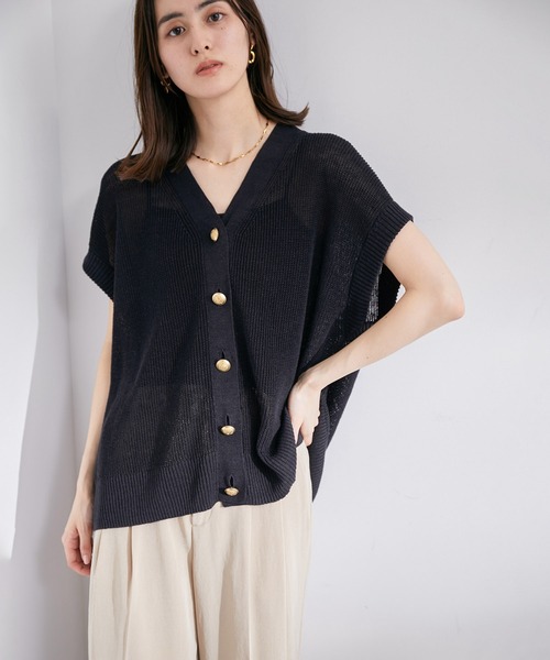 ROPE'（ロペ）の「リネン畦ニットベスト（ベスト・レディース・ベージュ/ネイビー・38）」の11枚目の写真