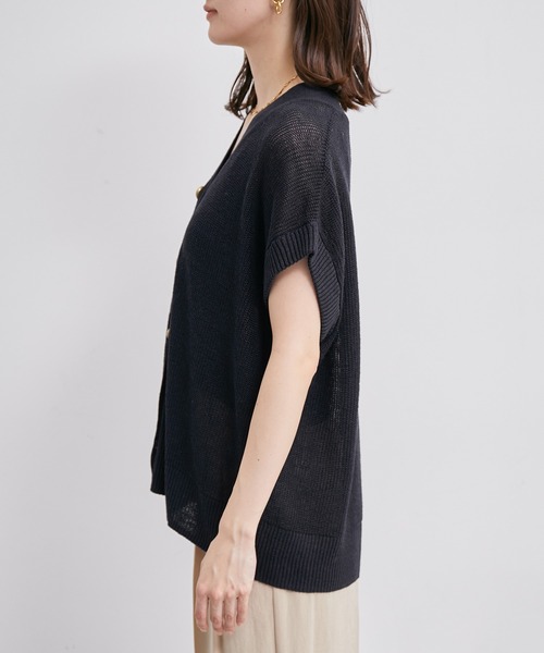 ROPE'（ロペ）の「リネン畦ニットベスト（ベスト・レディース・ベージュ/ネイビー・38）」の9枚目の写真