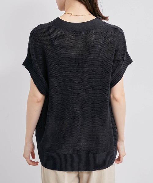 ROPE'（ロペ）の「リネン畦ニットベスト（ベスト・レディース・ベージュ/ネイビー・38）」の7枚目の写真