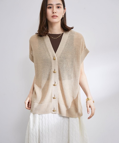 ROPE'（ロペ）の「リネン畦ニットベスト（ベスト・レディース・ベージュ/ネイビー・38）」の8枚目の写真