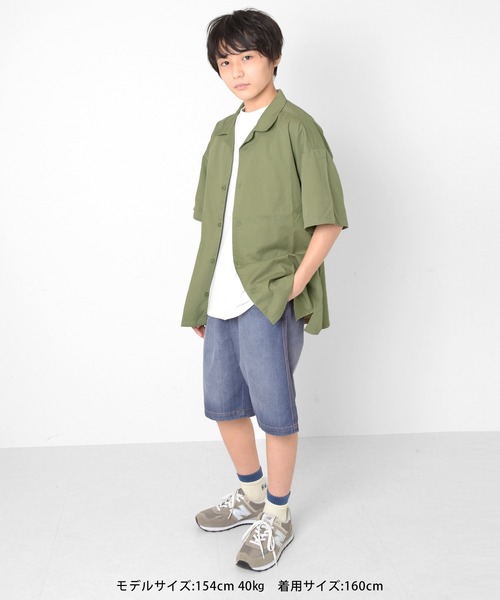 GLAZOS（グラソス）の「コットン・半袖開襟シャツ（シャツ/ブラウス・キッズ・チャコールグレー/カーキ/ホワイト・140cm/150cm/160cm/170cm）」の9枚目の写真