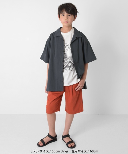 GLAZOS（グラソス）の「コットン・半袖開襟シャツ（シャツ/ブラウス・キッズ・チャコールグレー/カーキ/ホワイト・140cm/150cm/160cm/170cm）」の5枚目の写真