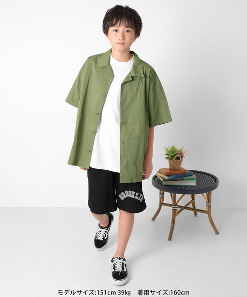 GLAZOS（グラソス）の「コットン・半袖開襟シャツ（シャツ/ブラウス・キッズ・チャコールグレー/カーキ/ホワイト・140cm/150cm/160cm/170cm）」の13枚目の写真