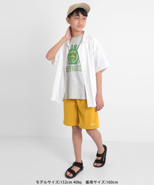 GLAZOS（グラソス）の「コットン・半袖開襟シャツ（シャツ/ブラウス・キッズ・チャコールグレー/カーキ/ホワイト・140cm/150cm/160cm/170cm）」の6枚目の写真