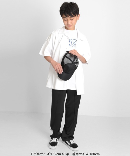 GLAZOS（グラソス）の「コットン・半袖開襟シャツ（シャツ/ブラウス・キッズ・チャコールグレー/カーキ/ホワイト・140cm/150cm/160cm/170cm）」の7枚目の写真