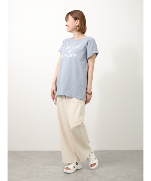 Lugnoncure(ルノンキュール)の「ねじりフレンチスリーブTシャツ(Tシャツ/カットソー・レディース・ネイビー/ベージュ/サックスブルー/オフホワイト・フリ-)」の10枚目の写真