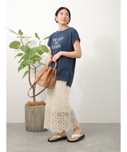 Lugnoncure(ルノンキュール)の「ねじりフレンチスリーブTシャツ(Tシャツ/カットソー・レディース・ネイビー/ベージュ/サックスブルー/オフホワイト・フリ-)」の20枚目の写真