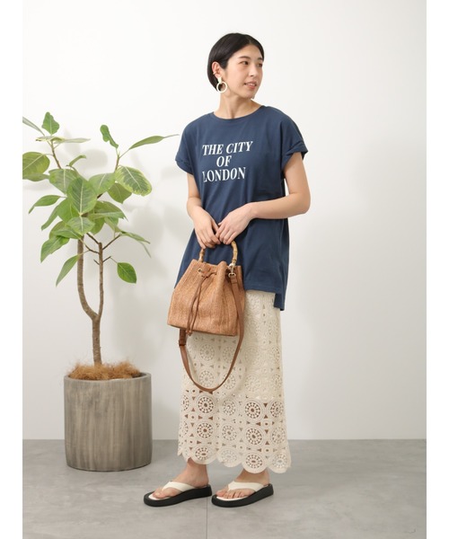 Lugnoncure(ルノンキュール)の「ねじりフレンチスリーブTシャツ(Tシャツ/カットソー・レディース・ネイビー/ベージュ/サックスブルー/オフホワイト・フリ-)」の18枚目の写真