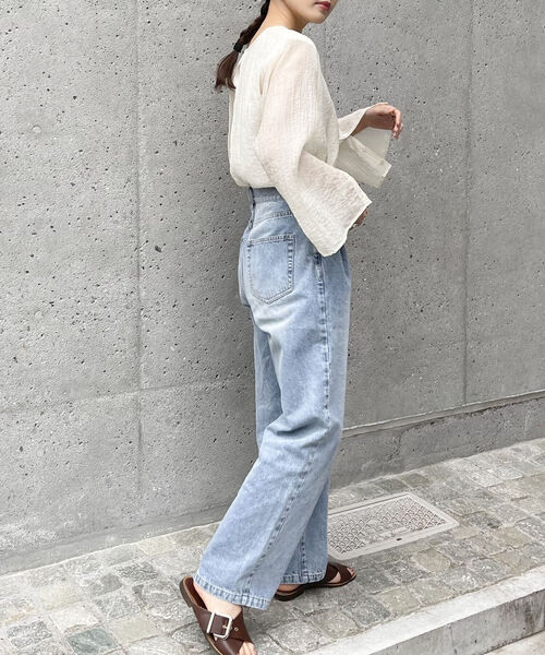 fredy emue（フレディエミュ）の「【fredyemueフレディエミュ】レイヤードシアーブラウス（シャツ/ブラウス・レディース・ライトグリーン/アイボリー/ブラック・38）」の4枚目の写真