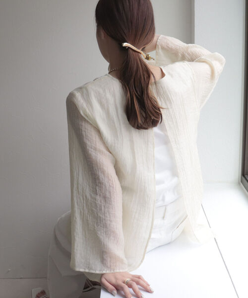 fredy emue（フレディエミュ）の「【fredyemueフレディエミュ】レイヤードシアーブラウス（シャツ/ブラウス・レディース・ライトグリーン/アイボリー/ブラック・38）」の15枚目の写真