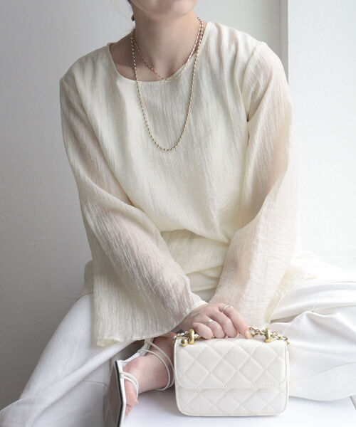 fredy emue（フレディエミュ）の「【fredyemueフレディエミュ】レイヤードシアーブラウス（シャツ/ブラウス・レディース・ライトグリーン/アイボリー/ブラック・38）」の16枚目の写真