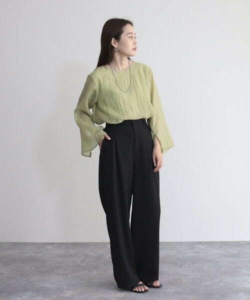 fredy emue（フレディエミュ）の「【fredyemueフレディエミュ】レイヤードシアーブラウス（シャツ/ブラウス・レディース・ライトグリーン/アイボリー/ブラック・38）」の19枚目の写真