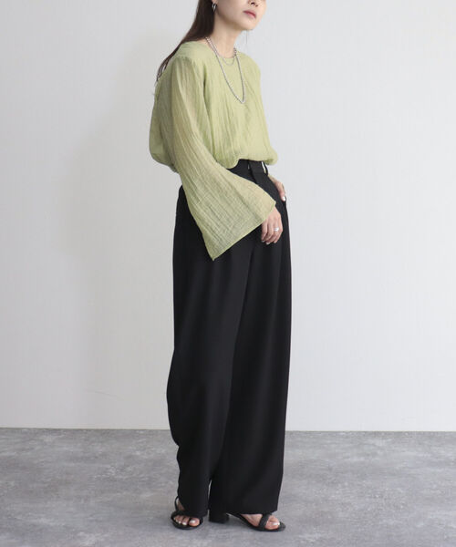 fredy emue（フレディエミュ）の「【fredyemueフレディエミュ】レイヤードシアーブラウス（シャツ/ブラウス・レディース・ライトグリーン/アイボリー/ブラック・38）」の21枚目の写真