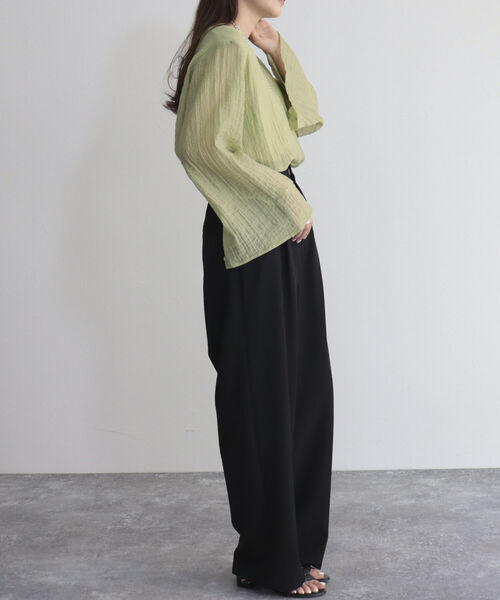 fredy emue（フレディエミュ）の「【fredyemueフレディエミュ】レイヤードシアーブラウス（シャツ/ブラウス・レディース・ライトグリーン/アイボリー/ブラック・38）」の22枚目の写真