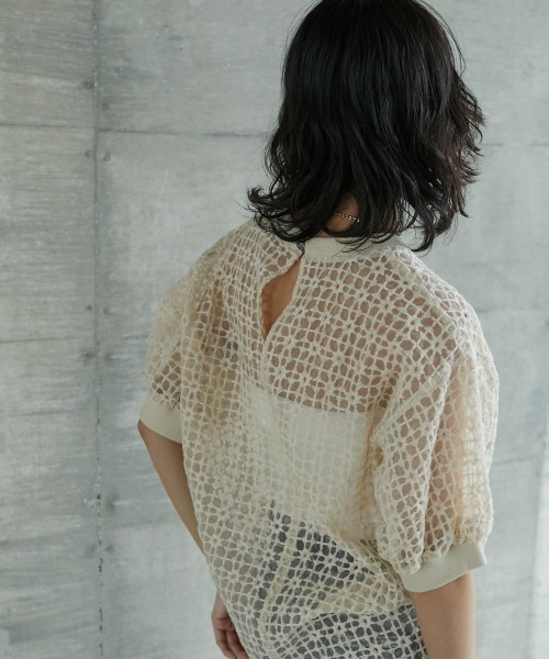 GEVS.(ジェイヴィス)の「<大きいサイズ> シアー刺しゅうブラウス GEVS.(シャツ/ブラウス・レディース・ブラック/ベージュ・4L/LL/L/3L/5L)」の4枚目の写真