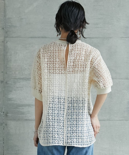 GEVS.(ジェイヴィス)の「<大きいサイズ> シアー刺しゅうブラウス GEVS.(シャツ/ブラウス・レディース・ブラック/ベージュ・4L/LL/L/3L/5L)」の22枚目の写真