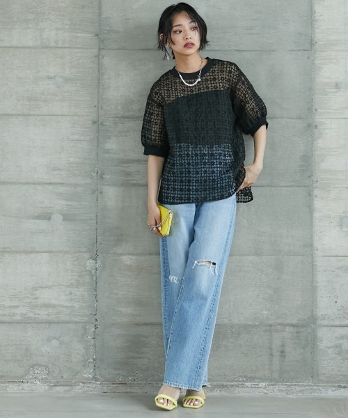 GEVS.(ジェイヴィス)の「<大きいサイズ> シアー刺しゅうブラウス GEVS.(シャツ/ブラウス・レディース・ブラック/ベージュ・4L/LL/L/3L/5L)」の10枚目の写真