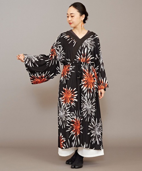 カヤ（カヤ）の「【カヤ】宵花火ワンピース（ワンピース・レディース・スミクロ/ネイビー/ライトグレー/パープル/ホワイト・FREE）」の8枚目の写真