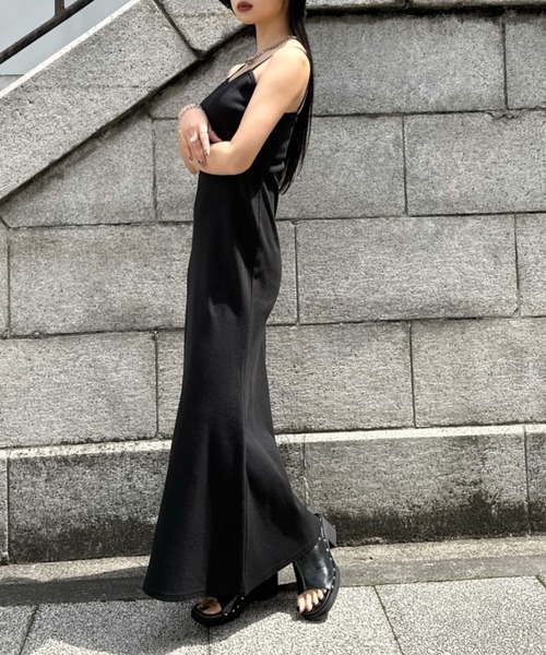 the barnnet キャミソールワンピース ブラック セール】【LVEU.】ハートネックリブマーメイドキャミソールワンピース