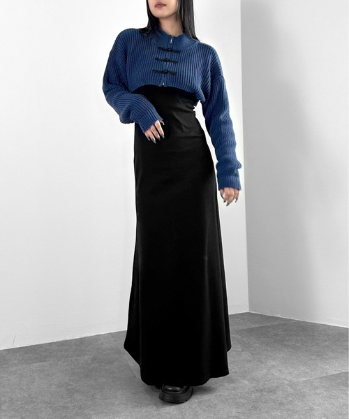 セール】【LVEU.】ハートネックリブマーメイドキャミソールワンピース