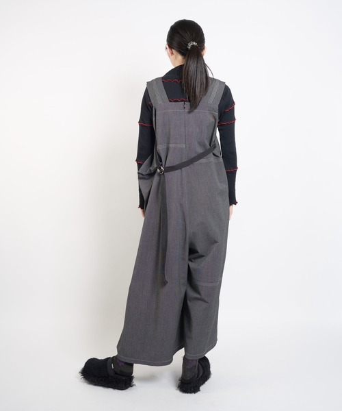 gomme(ゴム)の「R/Pストレッチ アシメサロペットパンツ(サロペット/オーバーオール・レディース・ブラック/ベージュ・MEDIUM)」の8枚目の写真