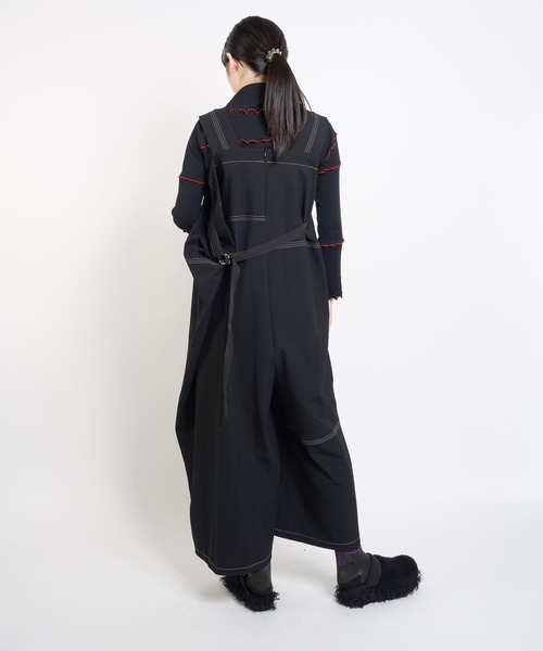 gomme(ゴム)の「R/Pストレッチ アシメサロペットパンツ(サロペット/オーバーオール・レディース・ブラック/ベージュ・MEDIUM)」の10枚目の写真