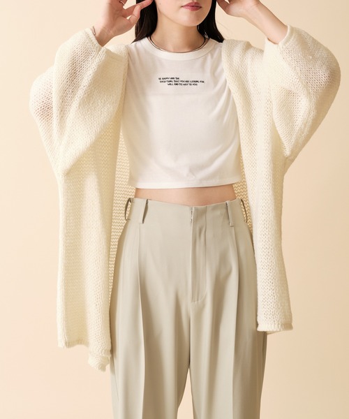 mline（エムライン）の「[mline]モヘアライクニットゆるカーデ（カーディガン/ボレロ・レディース・アイボリー/ブルー/ピンク・FREE）」の2枚目の写真