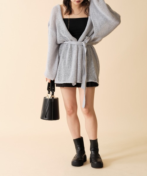 mline（エムライン）の「[mline]モヘアライクニットゆるカーデ（カーディガン/ボレロ・レディース・アイボリー/ブルー/ピンク・FREE）」の4枚目の写真