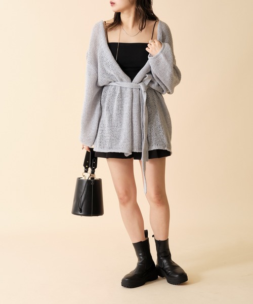 mline（エムライン）の「[mline]モヘアライクニットゆるカーデ（カーディガン/ボレロ・レディース・アイボリー/ブルー/ピンク・FREE）」の5枚目の写真