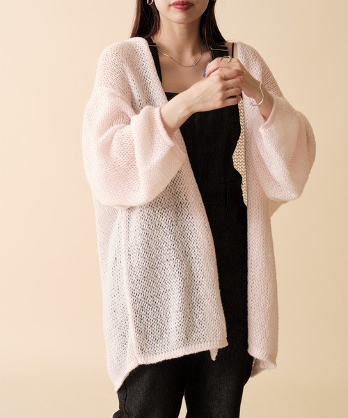 mline（エムライン）の「[mline]モヘアライクニットゆるカーデ（カーディガン/ボレロ・レディース・アイボリー/ブルー/ピンク・FREE）」の7枚目の写真