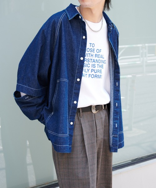 COLONY 2139(コロニートゥーワンスリーナイン)の「2WAYデニムルーズシャツ(シャツ/ブラウス・メンズ・ブラック/ブルー・MEDIUM/LARGE)」の1枚目の写真