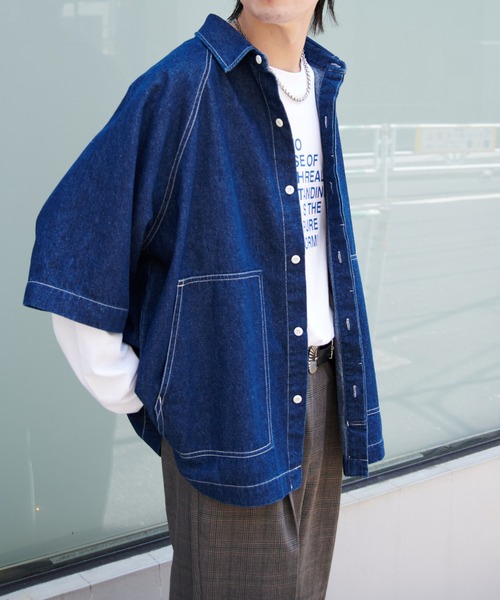 COLONY 2139(コロニートゥーワンスリーナイン)の「2WAYデニムルーズシャツ(シャツ/ブラウス・メンズ・ブラック/ブルー・MEDIUM/LARGE)」の7枚目の写真