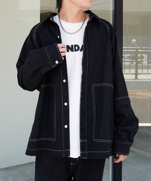 COLONY 2139(コロニートゥーワンスリーナイン)の「2WAYデニムルーズシャツ(シャツ/ブラウス・メンズ・ブラック/ブルー・MEDIUM/LARGE)」の20枚目の写真