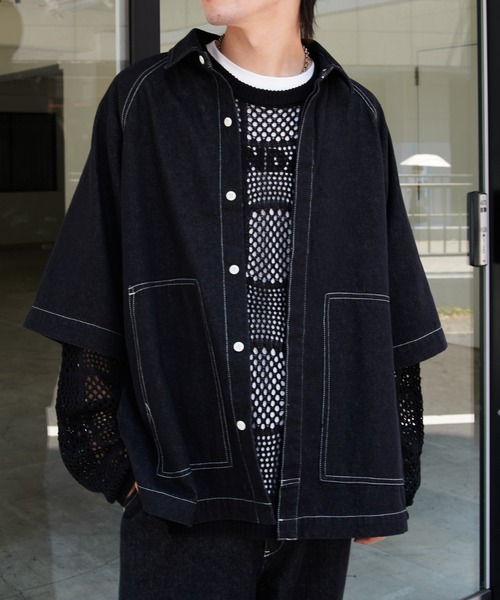 COLONY 2139(コロニートゥーワンスリーナイン)の「2WAYデニムルーズシャツ(シャツ/ブラウス・メンズ・ブラック/ブルー・MEDIUM/LARGE)」の16枚目の写真