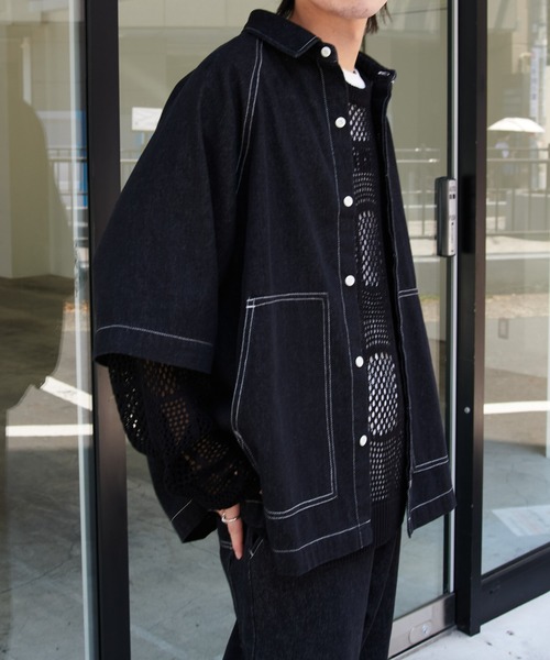 COLONY 2139(コロニートゥーワンスリーナイン)の「2WAYデニムルーズシャツ(シャツ/ブラウス・メンズ・ブラック/ブルー・MEDIUM/LARGE)」の8枚目の写真