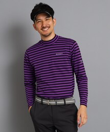 adabat | 【UVカット/吸水速乾】ボーダーデザイン 長袖 モックネックプルオーバー(Tシャツ/カットソー)