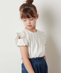 a.v.v（アーヴェヴェ）の「[160]オフショル袖フリルテレコトップス（Tシャツ/カットソー・キッズ）」