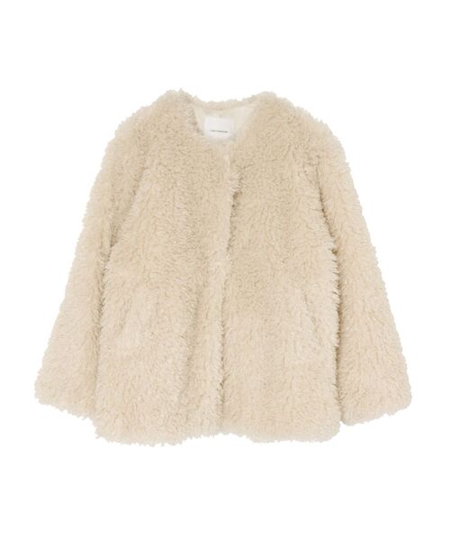 LAGUNAMOON（ラグナムーン）の「ノーカラーフェイクファーコート（その他アウター・レディース・モカ/アイボリー・FREE）」の18枚目の写真