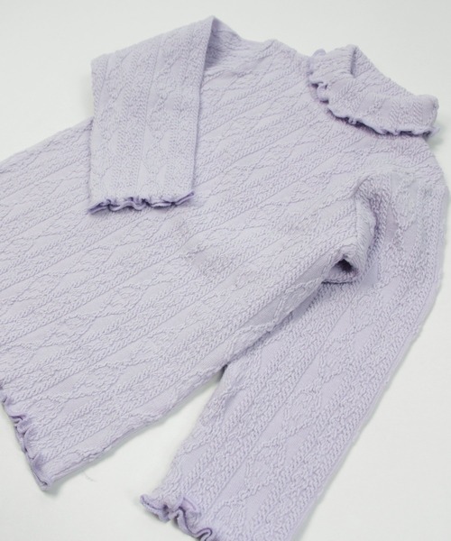 chil2（チルツー）の「アラン編み風ハイネックTシャツ（Tシャツ/カットソー・キッズ・ネイビー/ミント/チャコールグレー/ピンク/グレー/ラベンダー・110cm/130cm/140cm/100cm/120cm/80ｃｍ/90cm）」の14枚目の写真