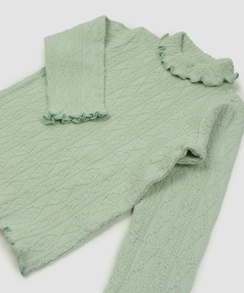 chil2（チルツー）の「アラン編み風ハイネックTシャツ（Tシャツ/カットソー・キッズ・ネイビー/ミント/チャコールグレー/ピンク/グレー/ラベンダー・110cm/130cm/140cm/100cm/120cm/80ｃｍ/90cm）」の12枚目の写真