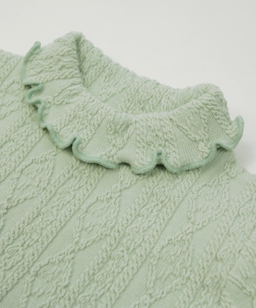 chil2（チルツー）の「アラン編み風ハイネックTシャツ（Tシャツ/カットソー・キッズ・ネイビー/ミント/チャコールグレー/ピンク/グレー/ラベンダー・110cm/130cm/140cm/100cm/120cm/80ｃｍ/90cm）」の7枚目の写真