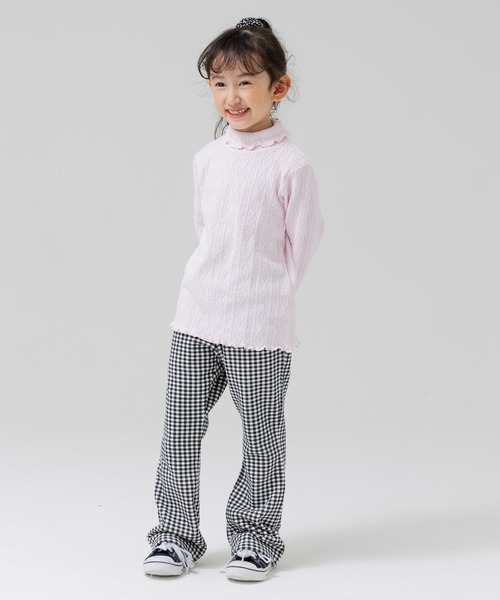 chil2（チルツー）の「アラン編み風ハイネックTシャツ（Tシャツ/カットソー・キッズ・ネイビー/ミント/チャコールグレー/ピンク/グレー/ラベンダー・110cm/130cm/140cm/100cm/120cm/80ｃｍ/90cm）」の22枚目の写真