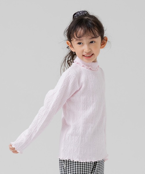 chil2（チルツー）の「アラン編み風ハイネックTシャツ（Tシャツ/カットソー・キッズ・ネイビー/ミント/チャコールグレー/ピンク/グレー/ラベンダー・110cm/130cm/140cm/100cm/120cm/80ｃｍ/90cm）」の20枚目の写真