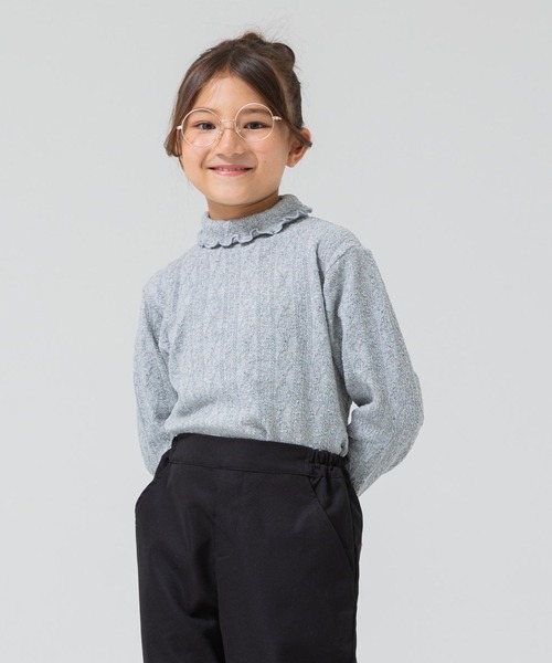 chil2（チルツー）の「アラン編み風ハイネックTシャツ（Tシャツ/カットソー・キッズ・ネイビー/ミント/チャコールグレー/ピンク/グレー/ラベンダー・110cm/130cm/140cm/100cm/120cm/80ｃｍ/90cm）」の18枚目の写真