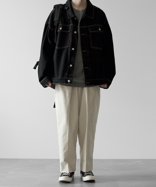 RUUBON(ルーボン)の「【RUUBON】narrow border long Tee / ナローボーダー ロングTシャツ(Tシャツ/カットソー・メンズ・ベージュ/ホワイト/ブラック・L/M/S)」の20枚目の写真